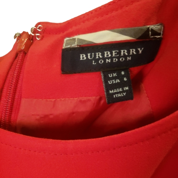 Burberry London Women's Size 6 Sleeveless Red Dress with Belt - Picture 6 of 16